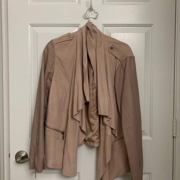 Bernardo Jackets & Blazers - Bernardo Genuine Leather Light Pink Draped Jacket